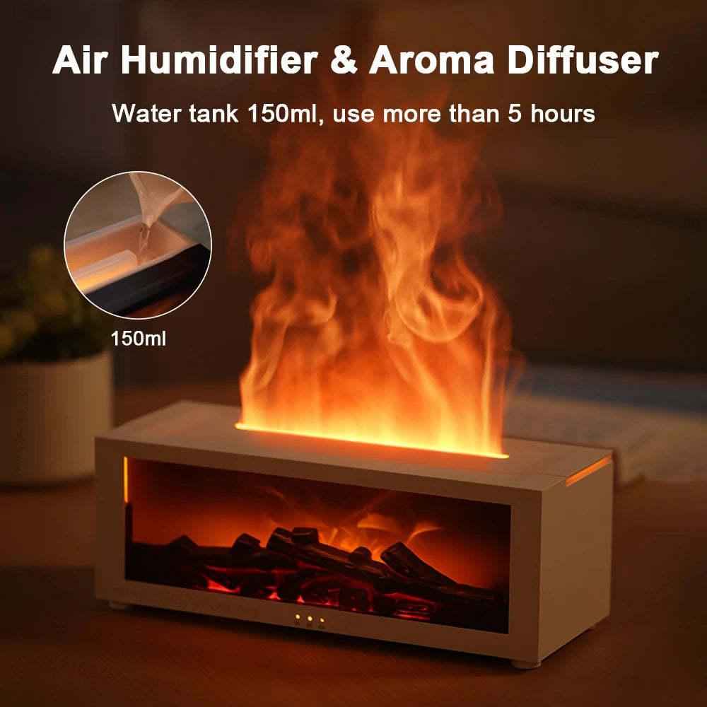 3D Flame Essential Oil Diffuser & Humidifier | Aromatherapy Mist with Fireplace Effect
