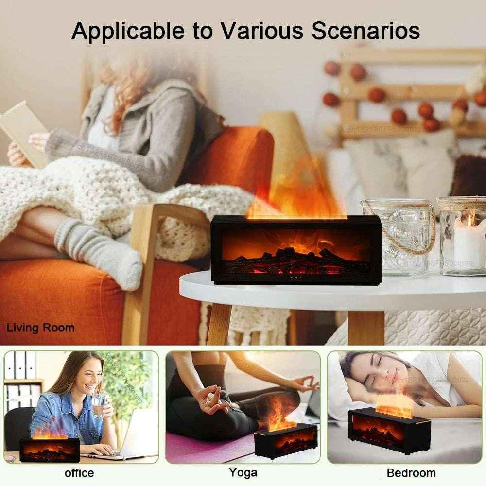 3D Flame Essential Oil Diffuser & Humidifier | Aromatherapy Mist with Fireplace Effect