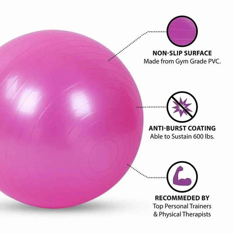Anti-Burst PVC Yoga Ball for Core Strength & Balance | Home Gym Fitness Stability Ball.