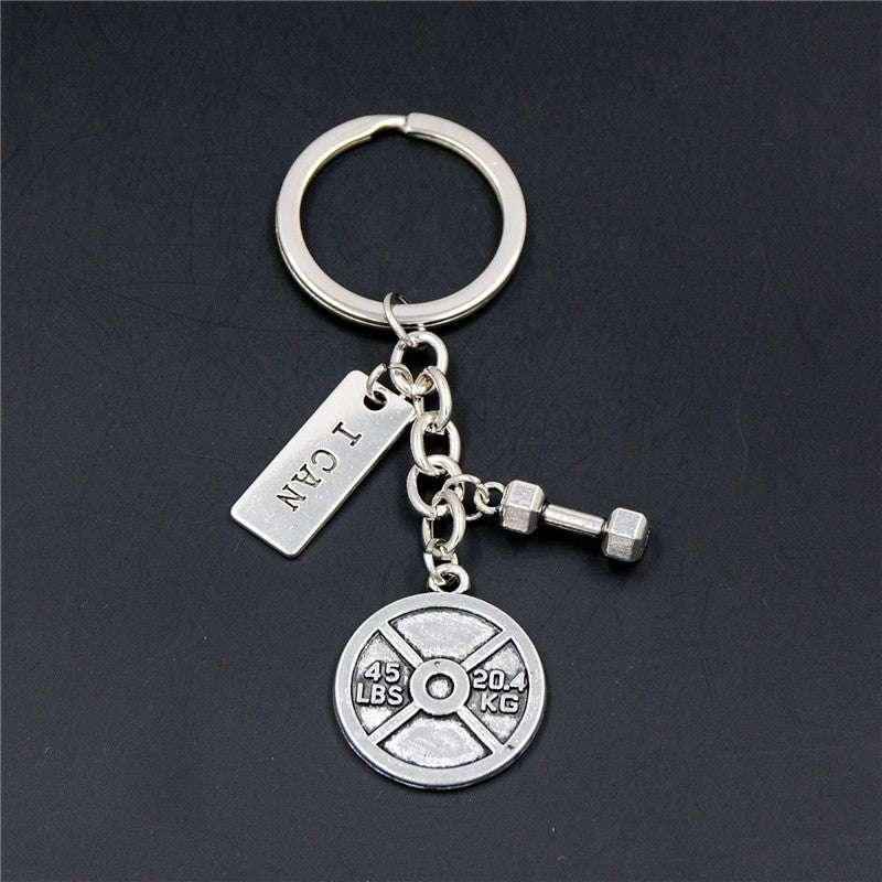 Dumbbell Barbell Keychain – Fitness Gym Key Ring