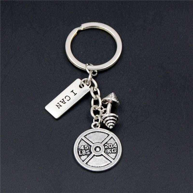 Dumbbell Barbell Keychain – Fitness Gym Key Ring