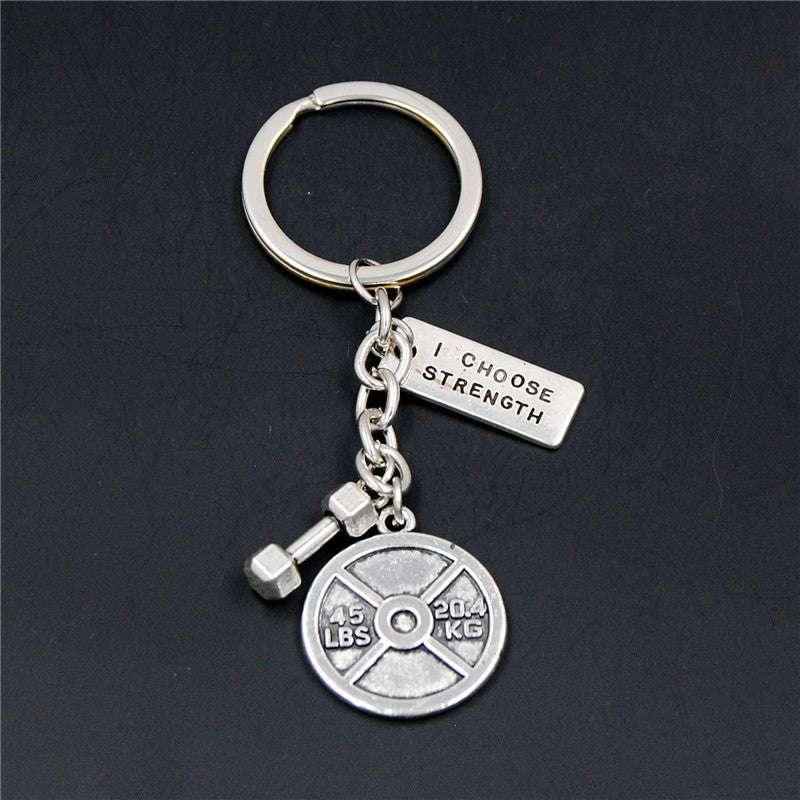 Dumbbell Barbell Keychain – Fitness Gym Key Ring
