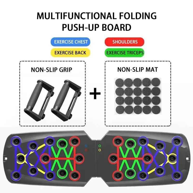 Foldable Push-Up Board Set – Portable Home Gym Workout System for Full Body Training