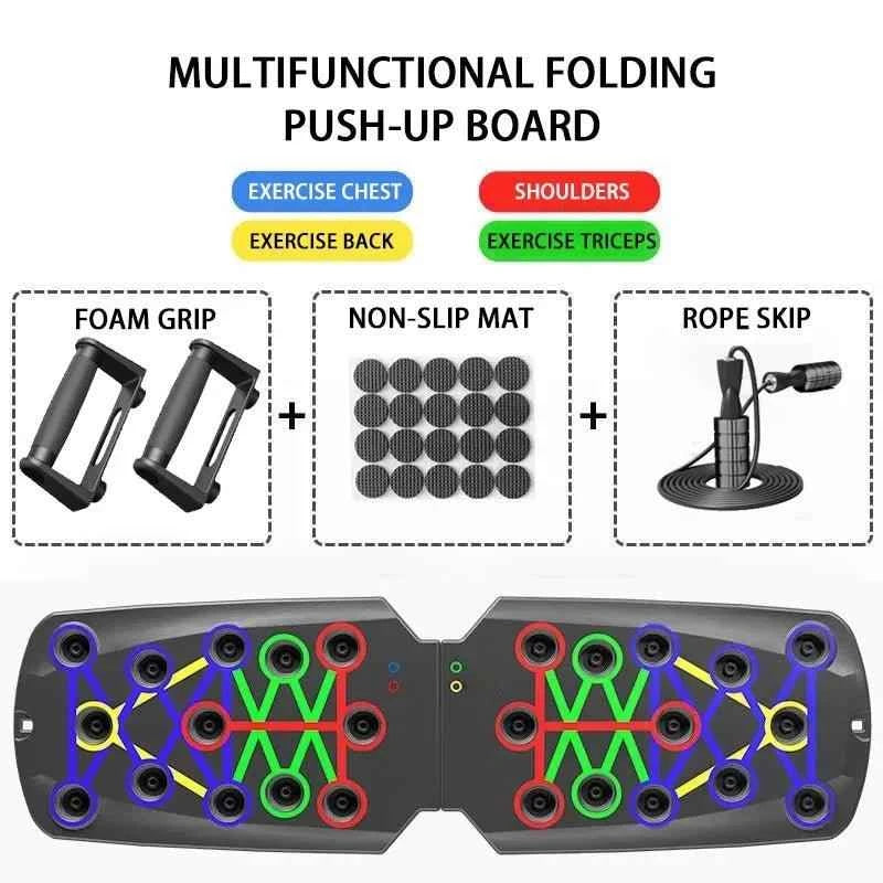 Foldable Push-Up Board Set – Portable Home Gym Workout System for Full Body Training