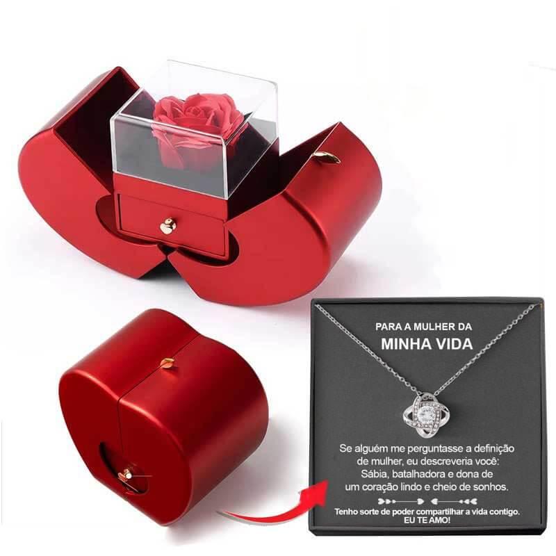 Red Apple Jewelry Box with Eternal Rose - Fit Plus Now