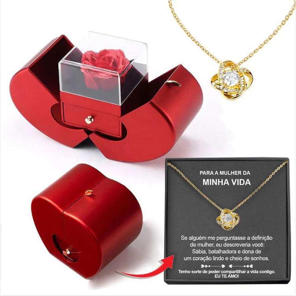 Red Apple Jewelry Box with Eternal Rose - Fit Plus Now