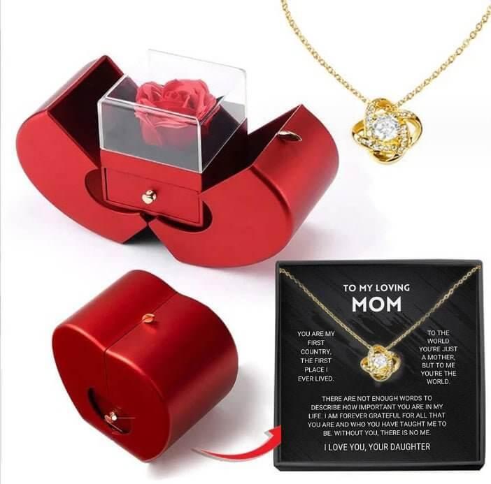 Red Apple Jewelry Box with Eternal Rose - Fit Plus Now