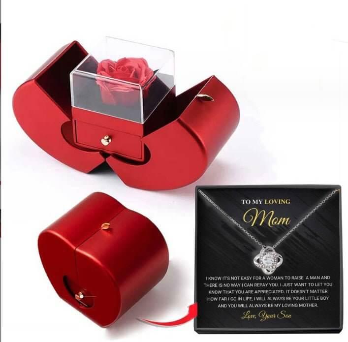 Red Apple Jewelry Box with Eternal Rose - Fit Plus Now