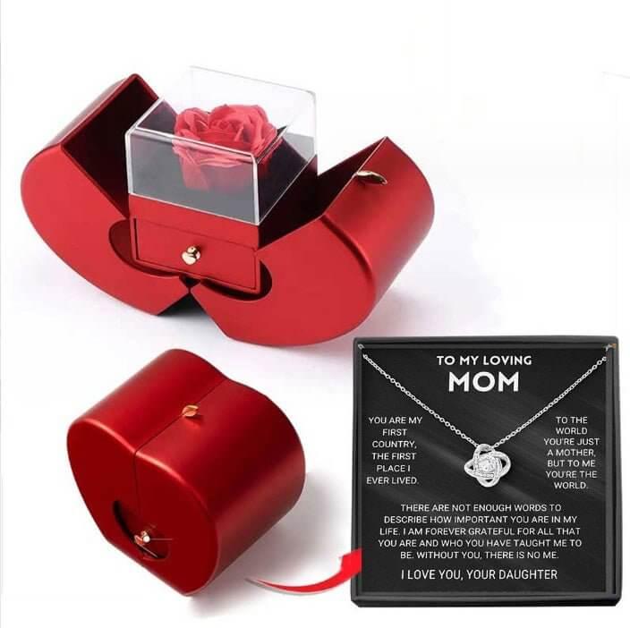 Red Apple Jewelry Box with Eternal Rose - Fit Plus Now
