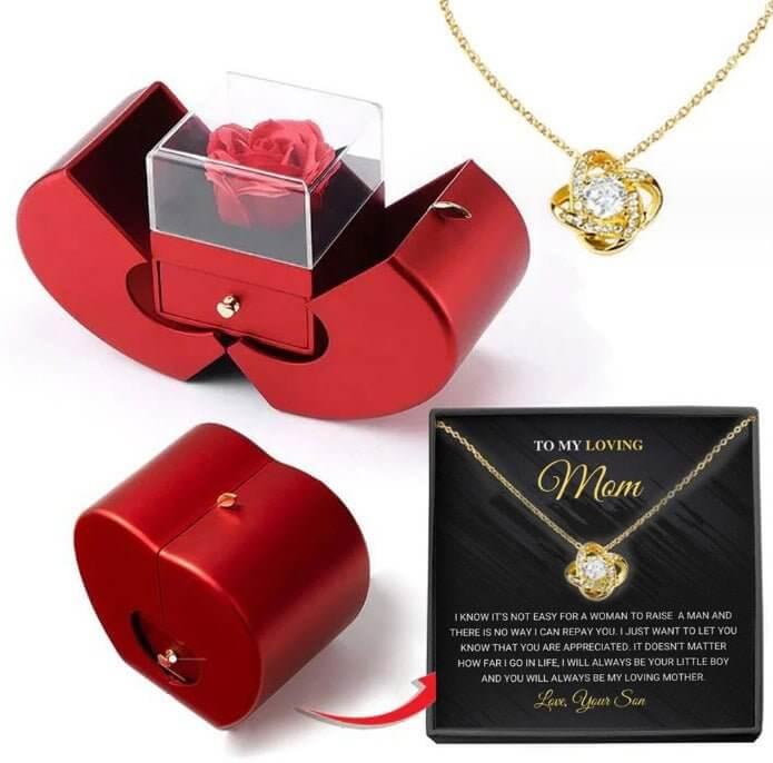Red Apple Jewelry Box with Eternal Rose - Fit Plus Now