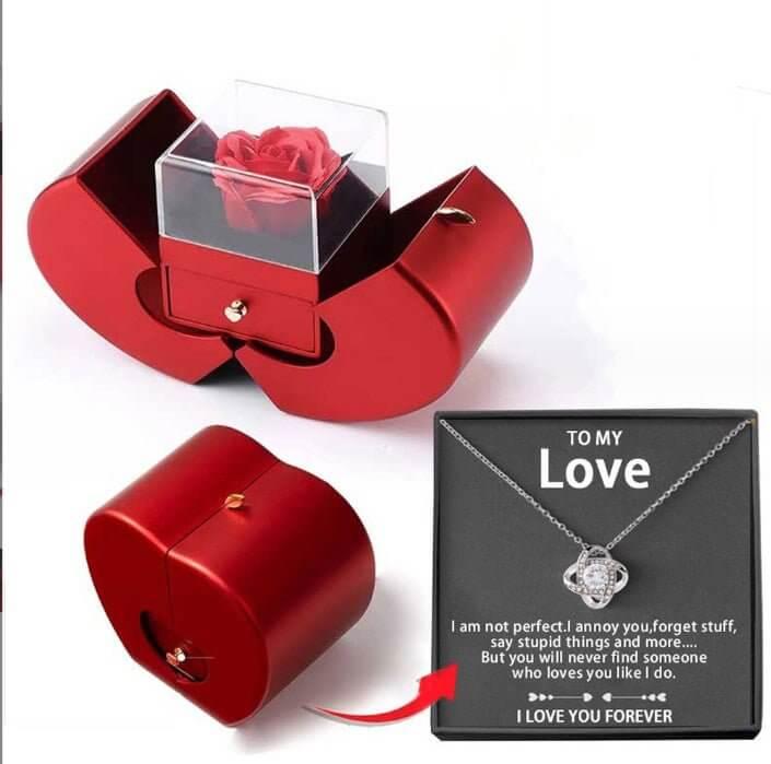 Red Apple Jewelry Box with Eternal Rose - Fit Plus Now