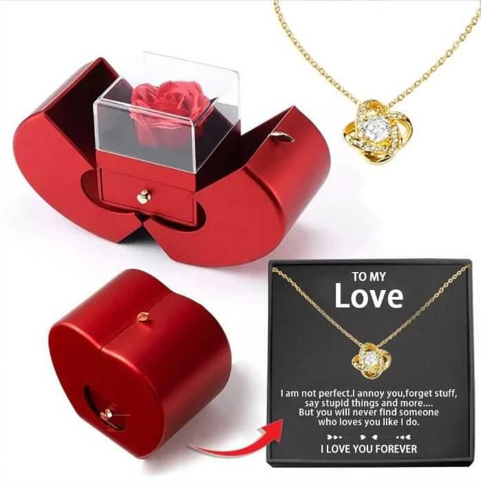 Red Apple Jewelry Box with Eternal Rose - Fit Plus Now