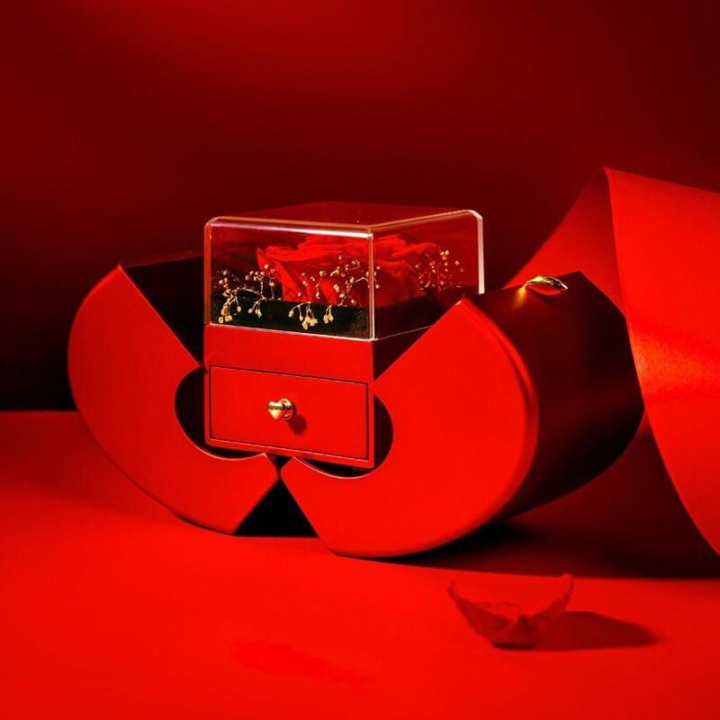 Red Apple Jewelry Box with Eternal Rose - Fit Plus Now
