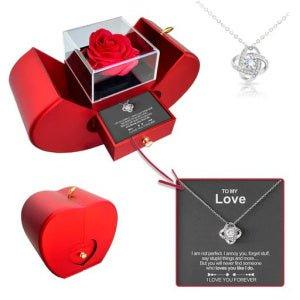 Red Apple Jewelry Box with Eternal Rose - Fit Plus Now