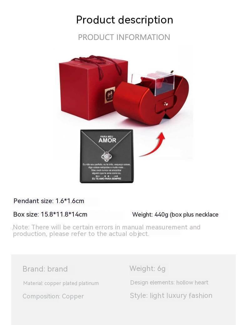 Red Apple Jewelry Box with Eternal Rose - Fit Plus Now