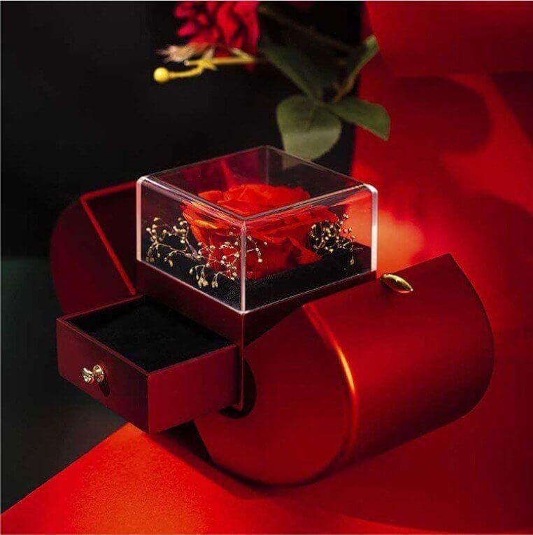 Red Apple Jewelry Box with Eternal Rose - Fit Plus Now