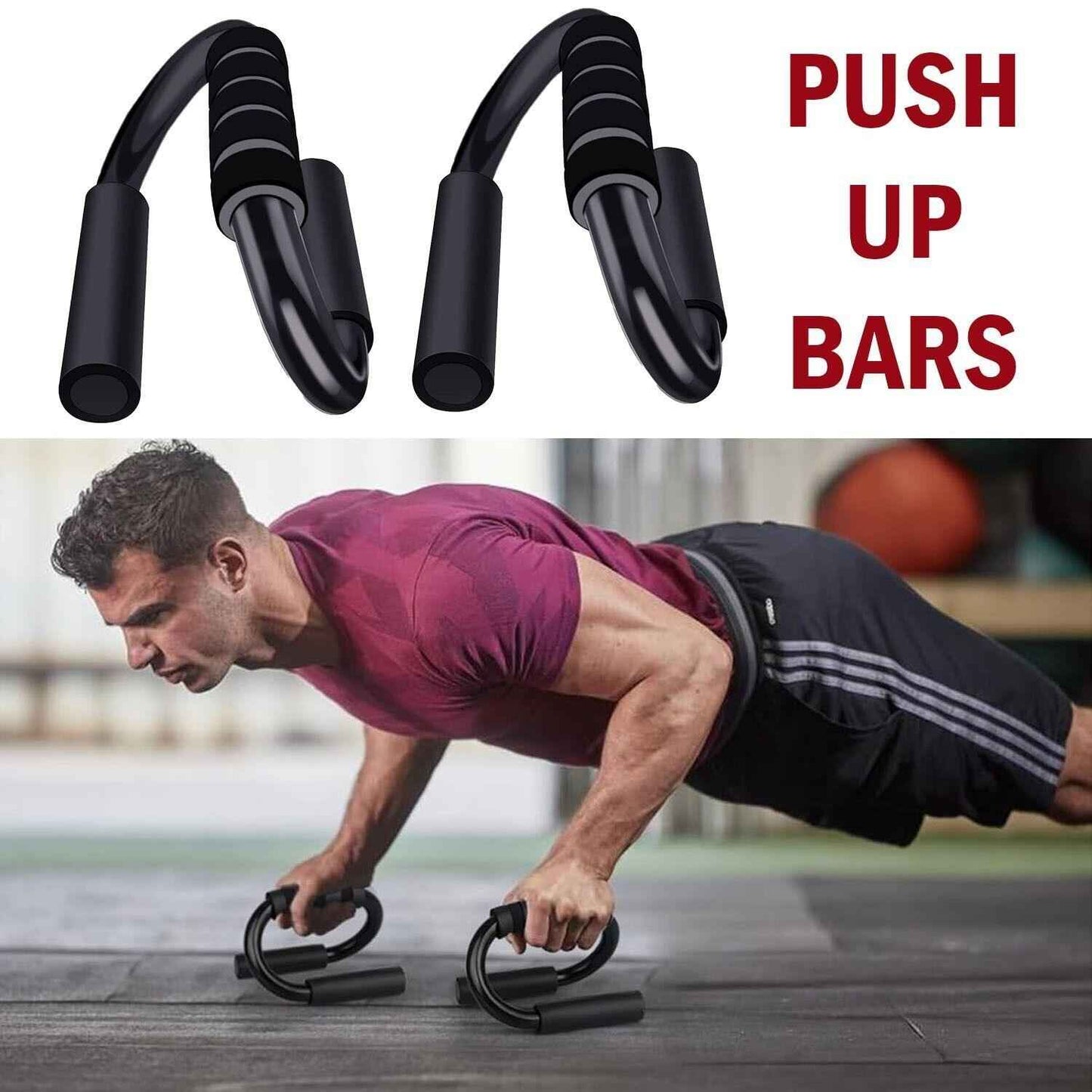 S-Shaped Non-Slip Push-Up Bars for Strength Training & Home Workouts.