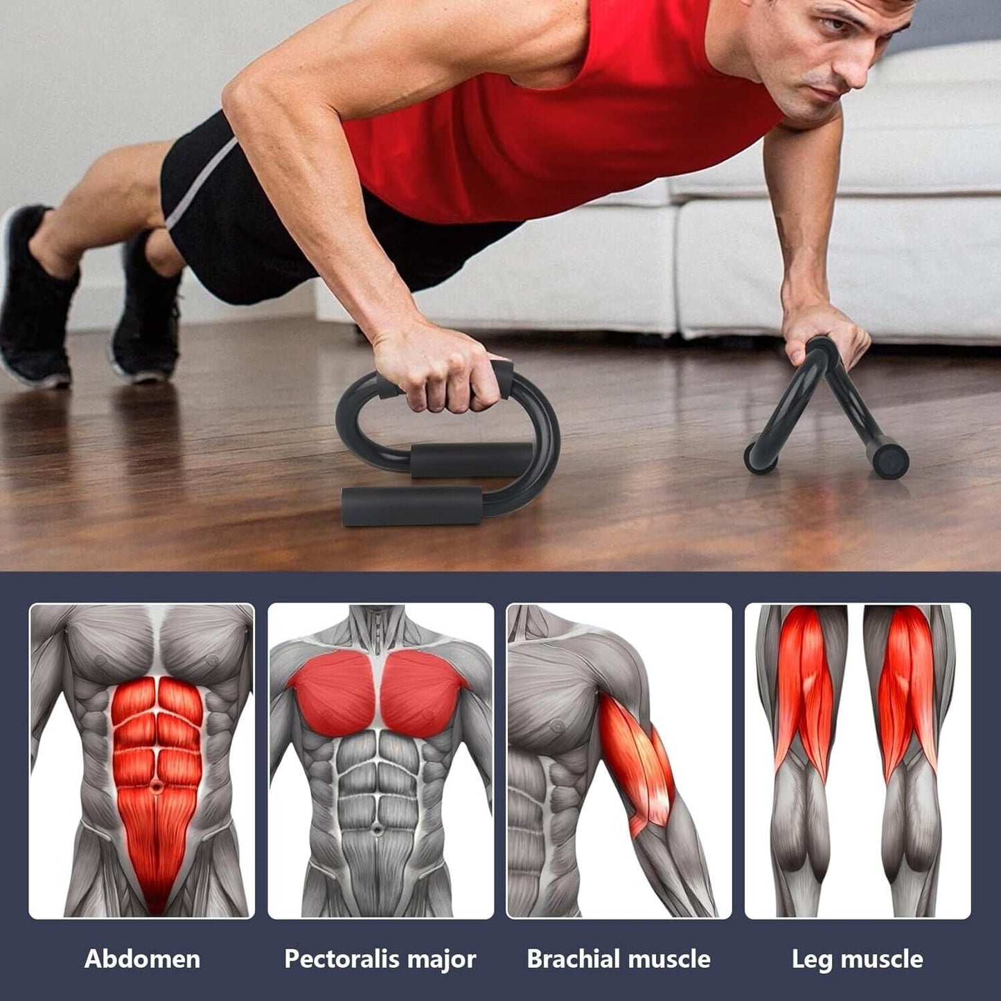 S-Shaped Non-Slip Push-Up Bars for Strength Training & Home Workouts. - Fit Plus Now