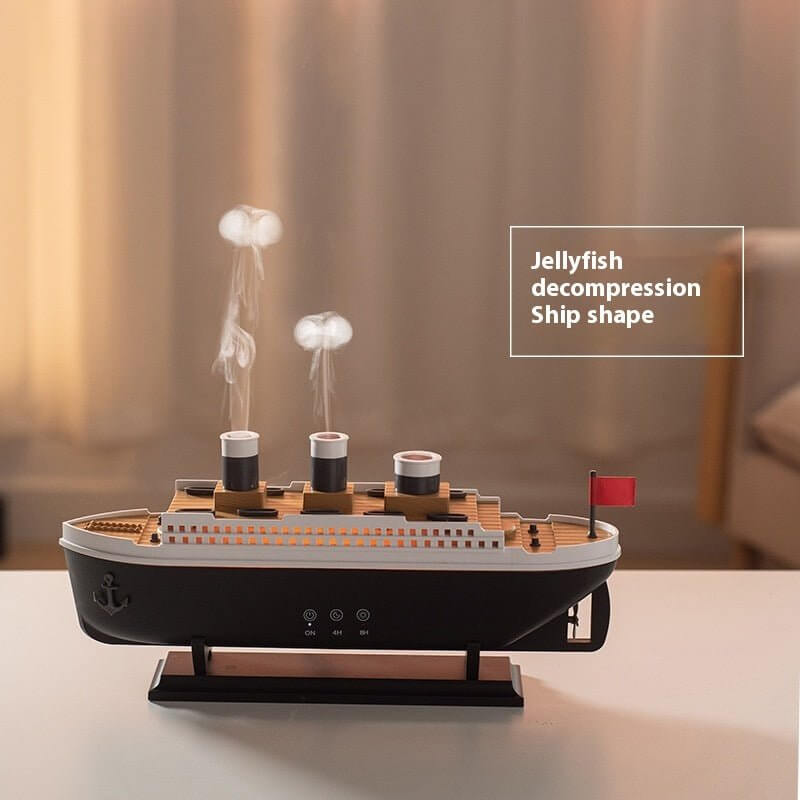 Titanic Ship Aroma Diffuser – Creative Retro Ultrasonic Jellyfish Smoke Ring Humidifier - Fit Plus Now