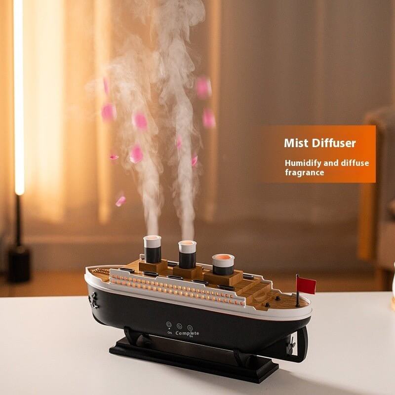 Titanic Ship Aroma Diffuser – Creative Retro Ultrasonic Jellyfish Smoke Ring Humidifier - Fit Plus Now