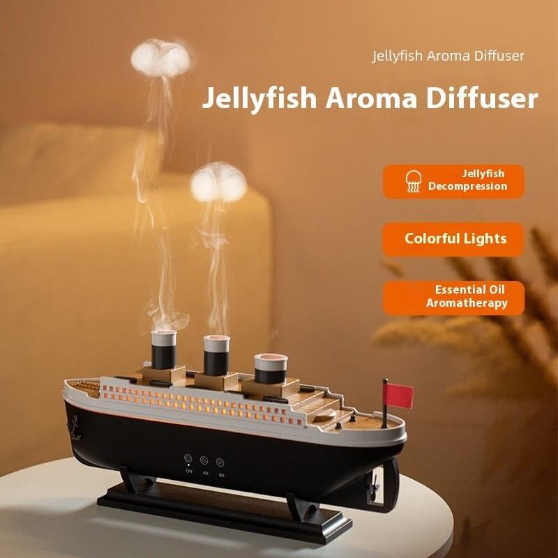 Titanic Ship Aroma Diffuser – Creative Retro Ultrasonic Jellyfish Smoke Ring Humidifier - Fit Plus Now