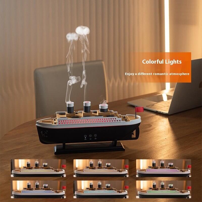 Titanic Ship Aroma Diffuser – Creative Retro Ultrasonic Jellyfish Smoke Ring Humidifier - Fit Plus Now
