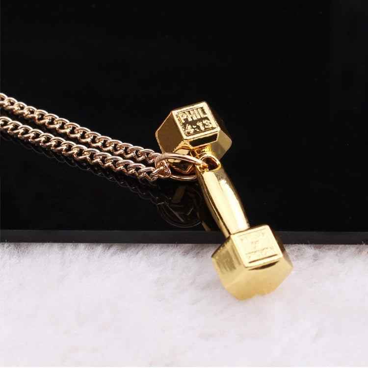 Titanium Barbell Necklace – Stylish Fitness Dumbbell Pendant for Men & Women.