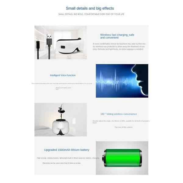 Wireless Heated Eye Massager with Bluetooth – Stress Relief & Dark Circle Reduction.