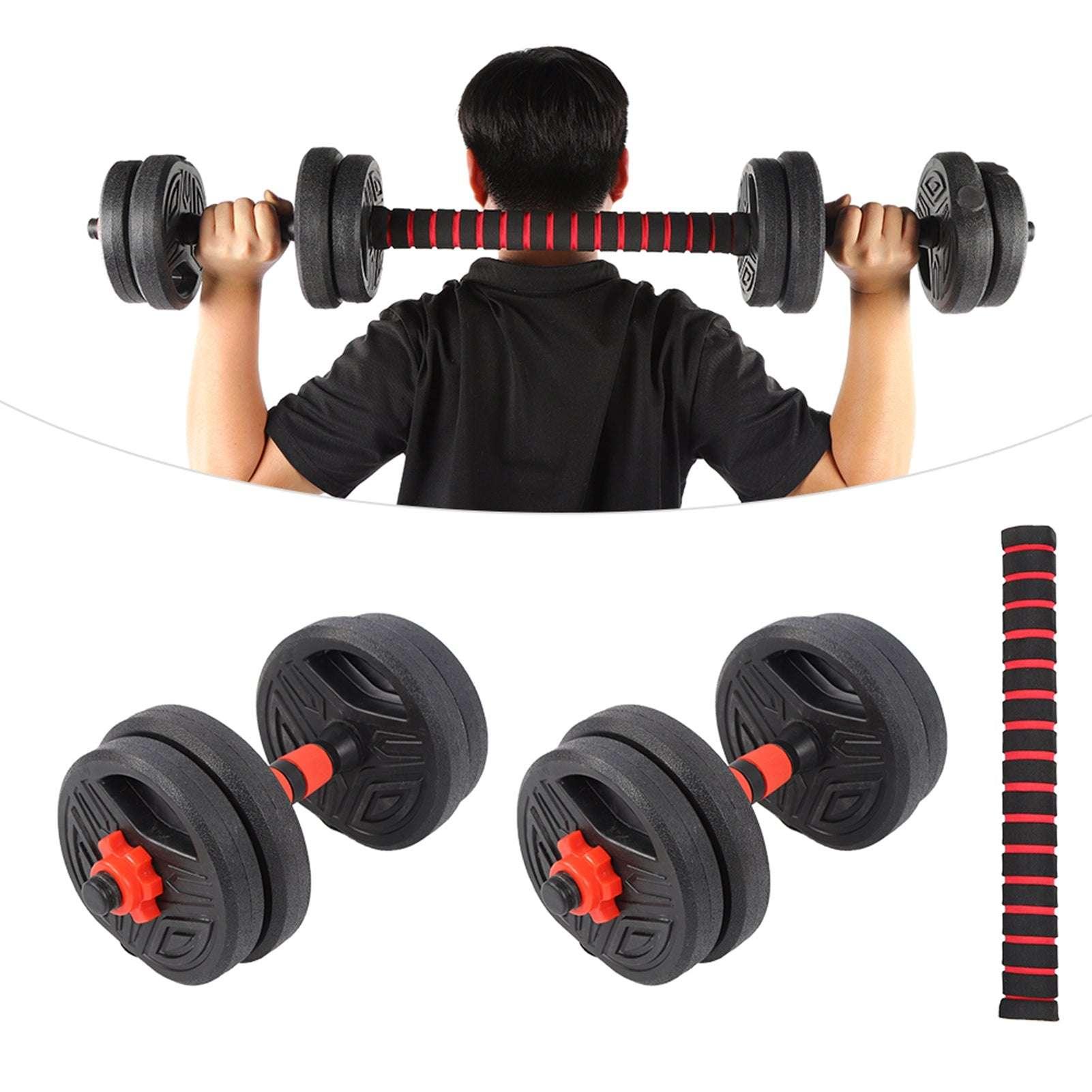 10kg Round Dumbbell Set with 40cm Connector – Adjustable Home Fitness Weights for Strength Training. - Fit Plus Now