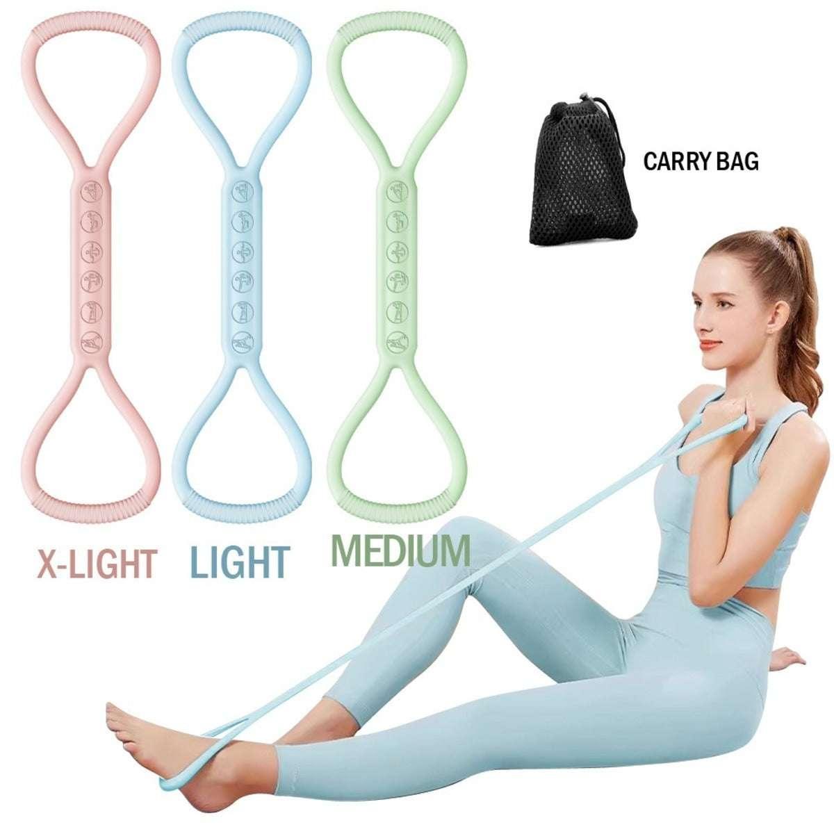 8-Shape Resistance Bands – Set of 3 for Yoga, Home Workouts, Legs & Glutes Training. - Fit Plus Now