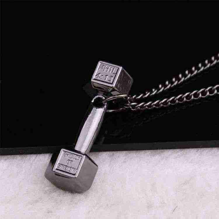 Titanium Barbell Necklace – Trendy Dumbbell Pendant for Fitness Enthusiasts