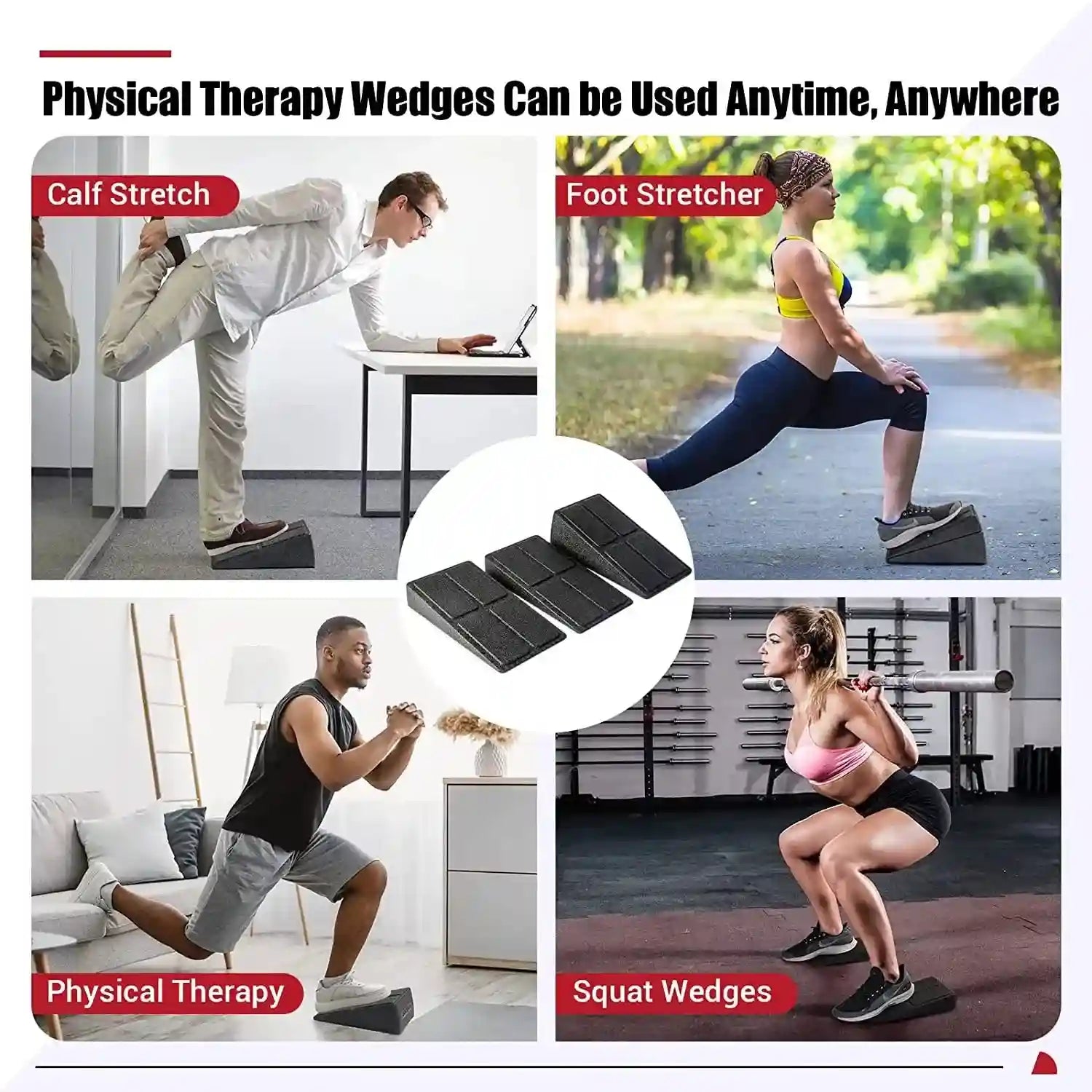 Adjustable Squat Wedge Blocks Set for Squats and Leg Activation.