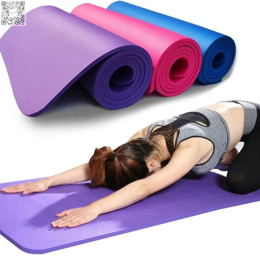 Fitplusnow anti-skid yoga mat in purple with textured surface for better grip during workouts
