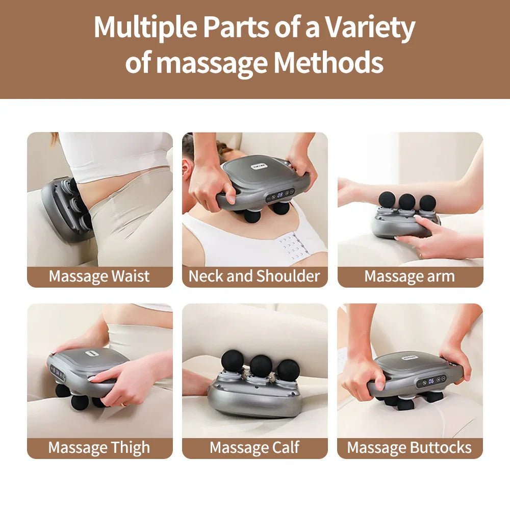 Deep Tissue Massage Gun with 6 Heads for Full Body Relief and Recovery.
