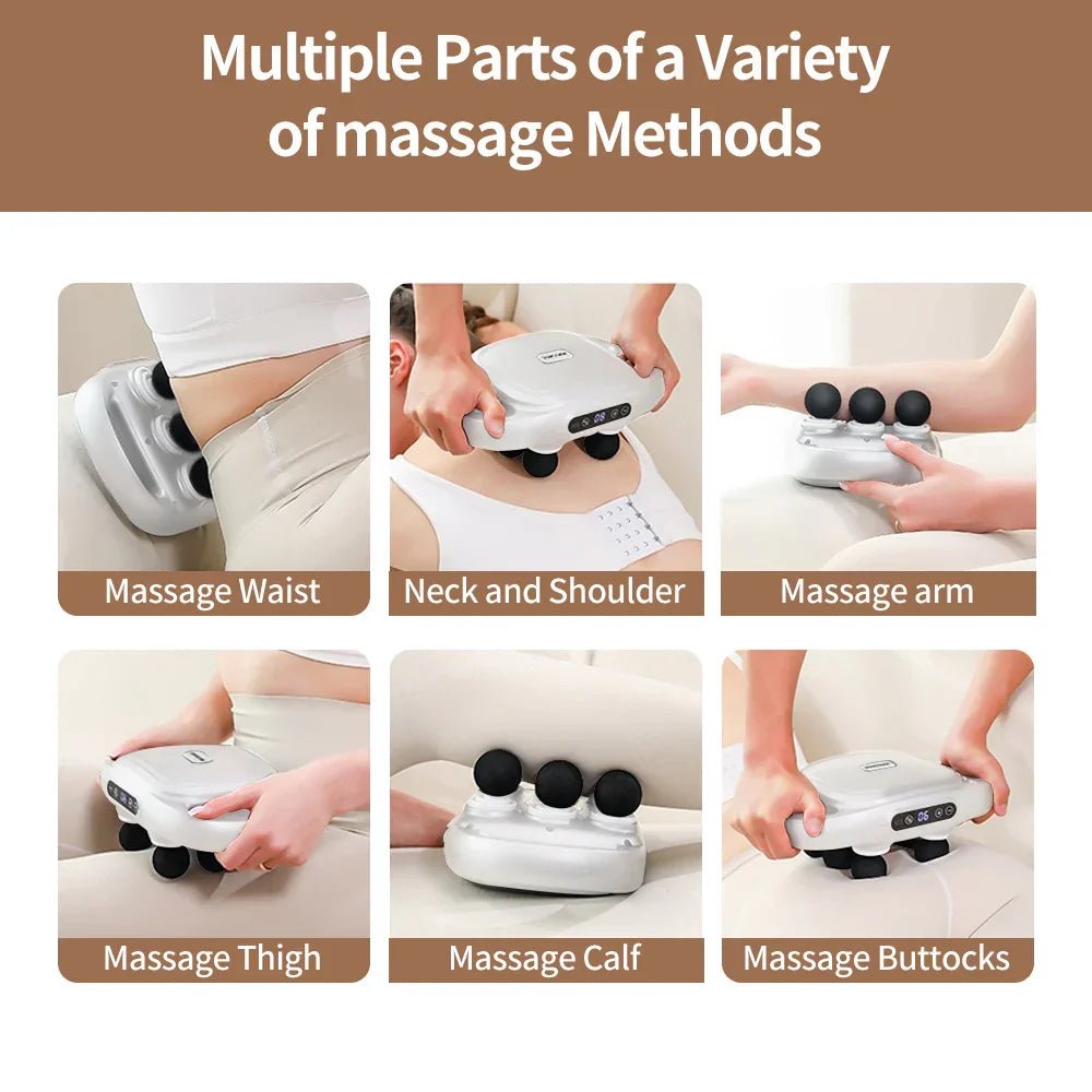 Deep Tissue Massage Gun with 6 Heads for Full Body Relief and Recovery.