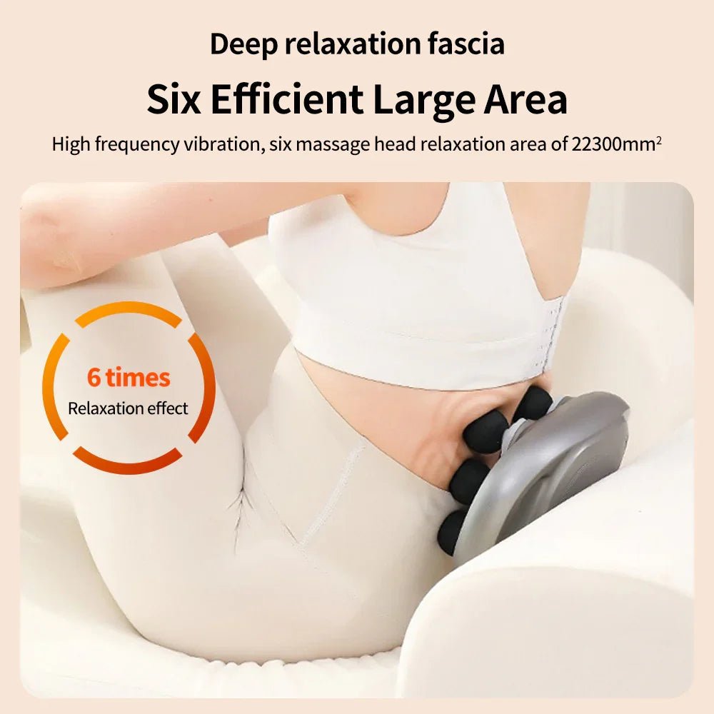 Deep Tissue Massage Gun with 6 Heads for Full Body Relief and Recovery.