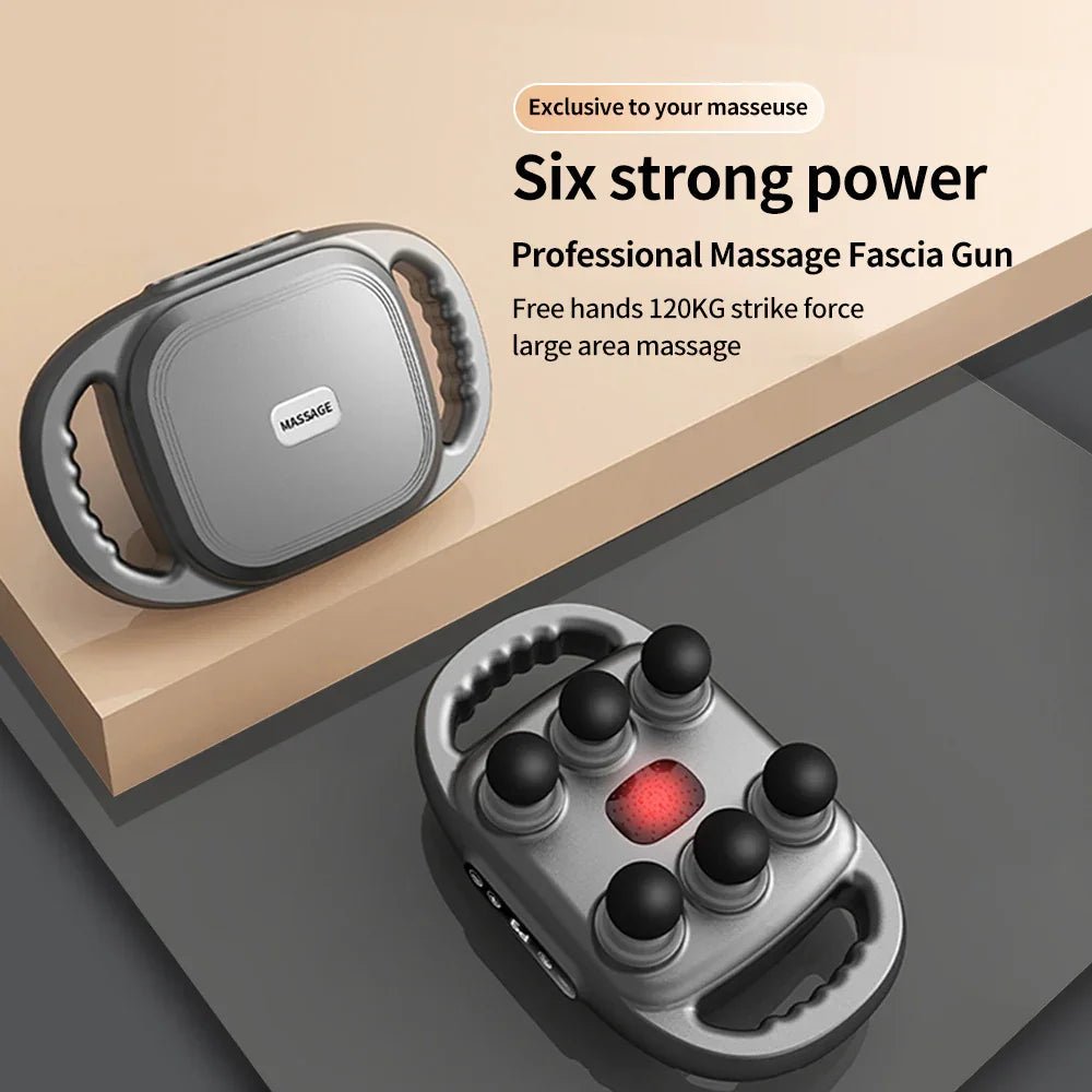 Deep Tissue Massage Gun with 6 Heads for Full Body Relief and Recovery.