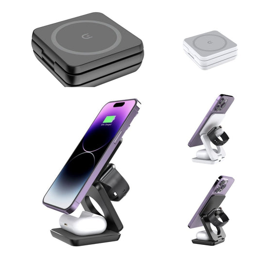 Folding Three-in-one Wireless Charger Portable Magnetic Suction - Fit Plus Now