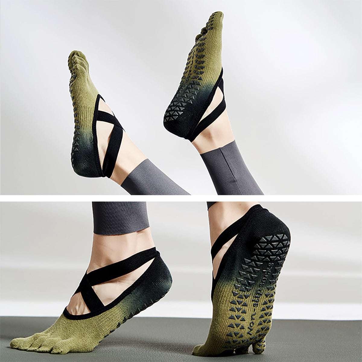 Non-Slip Yoga Socks with Grips – Full Toe Sticky Grip Socks for Yoga, Pilates, Barre & Dance. - Fit Plus Now