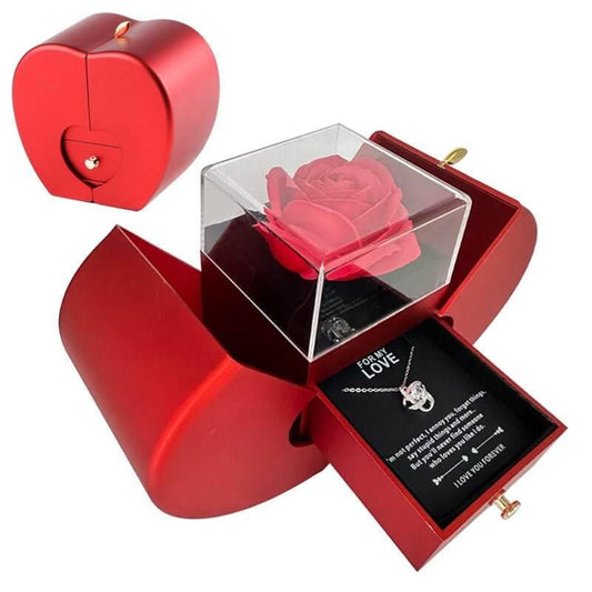 Red Apple Jewelry Box with Eternal Rose - Fit Plus Now