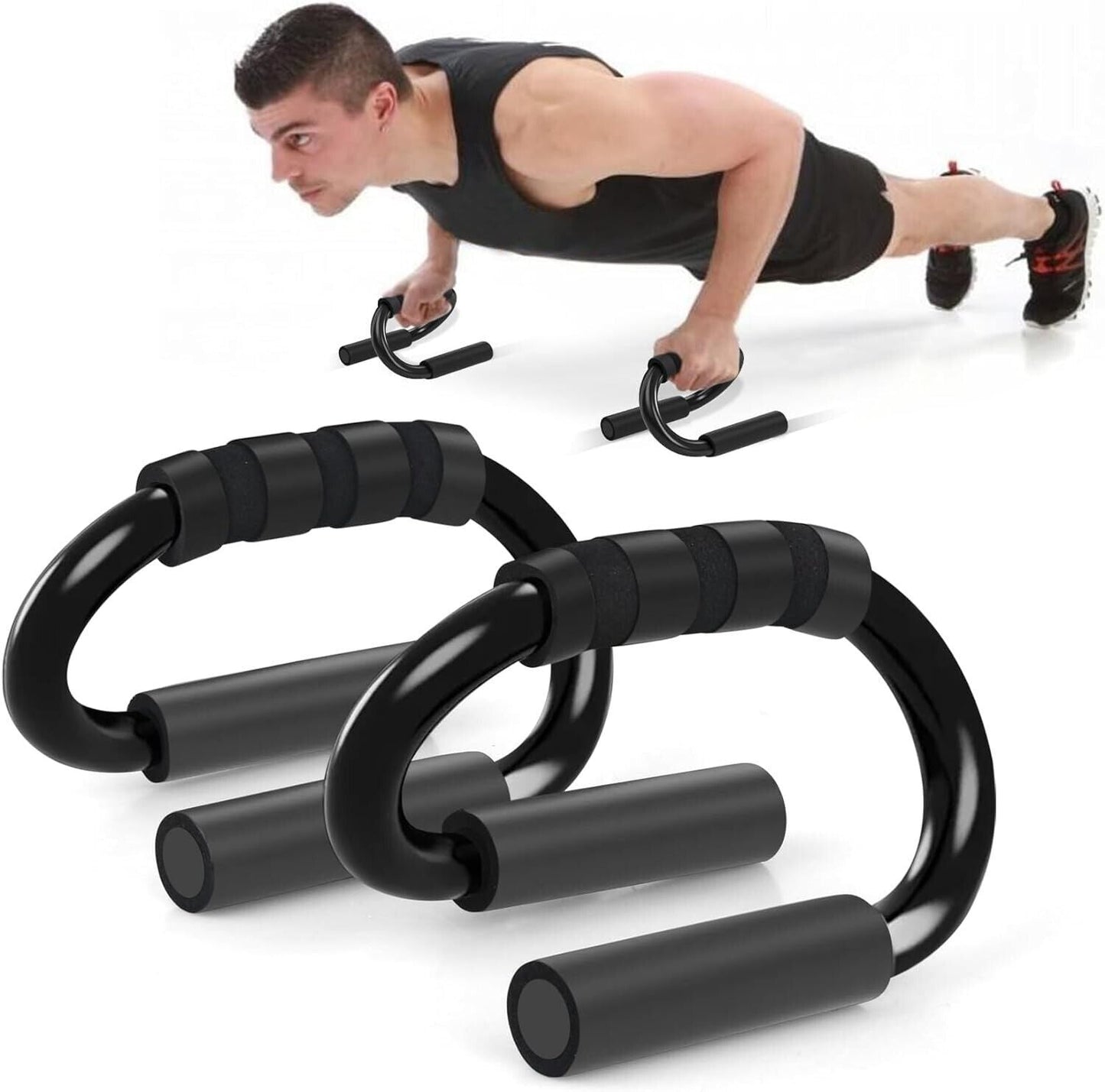 S-Shaped Non-Slip Push-Up Bars for Strength Training & Home Workouts. - Fit Plus Now