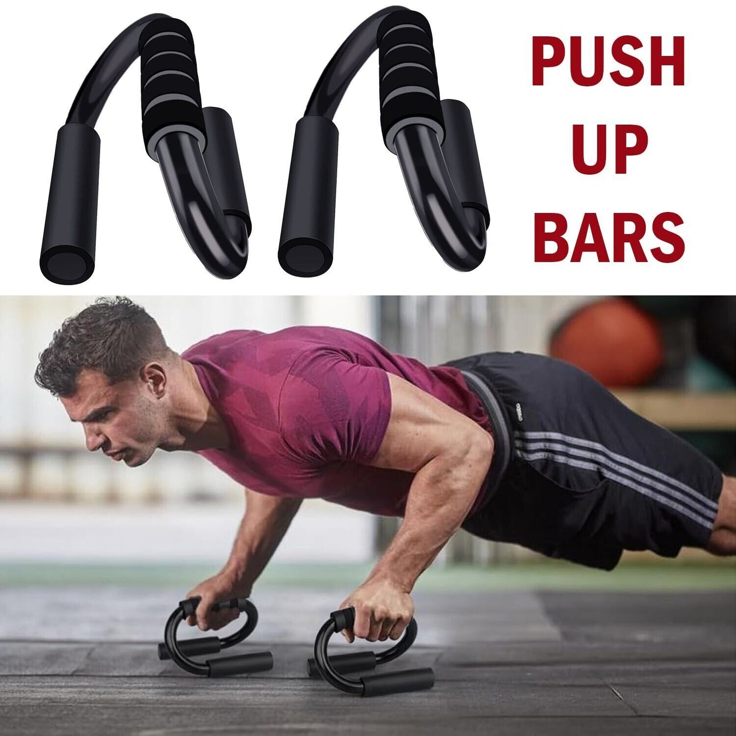S-Shaped Non-Slip Push-Up Bars for Strength Training & Home Workouts. - Fit Plus Now