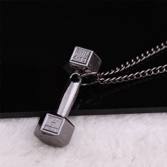 Titanium Barbell Necklace – Stylish Fitness Dumbbell Pendant for Men & Women. - Fit Plus Now